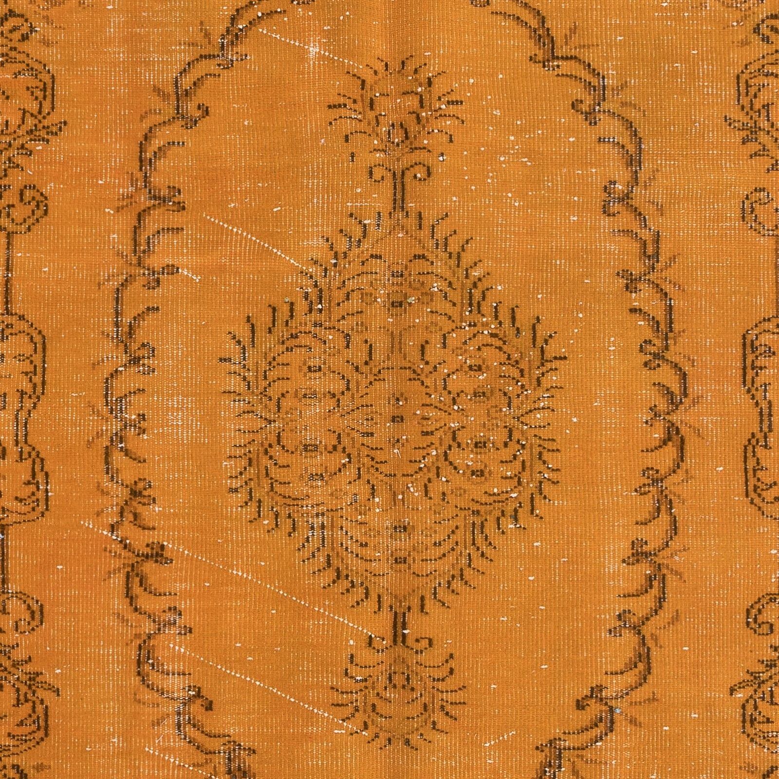 5x8 Ft Orange Handmade Turkish Area Rug, Bohem Eclectic Room Size Carpet photo 422.0