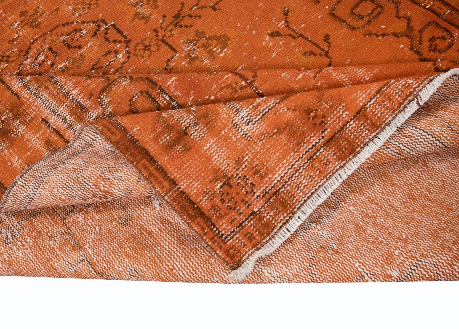 5.3x8.5 Ft Decorative Orange Handmade Room Size Rug, Upcycled Turkish Carpet photo for sale