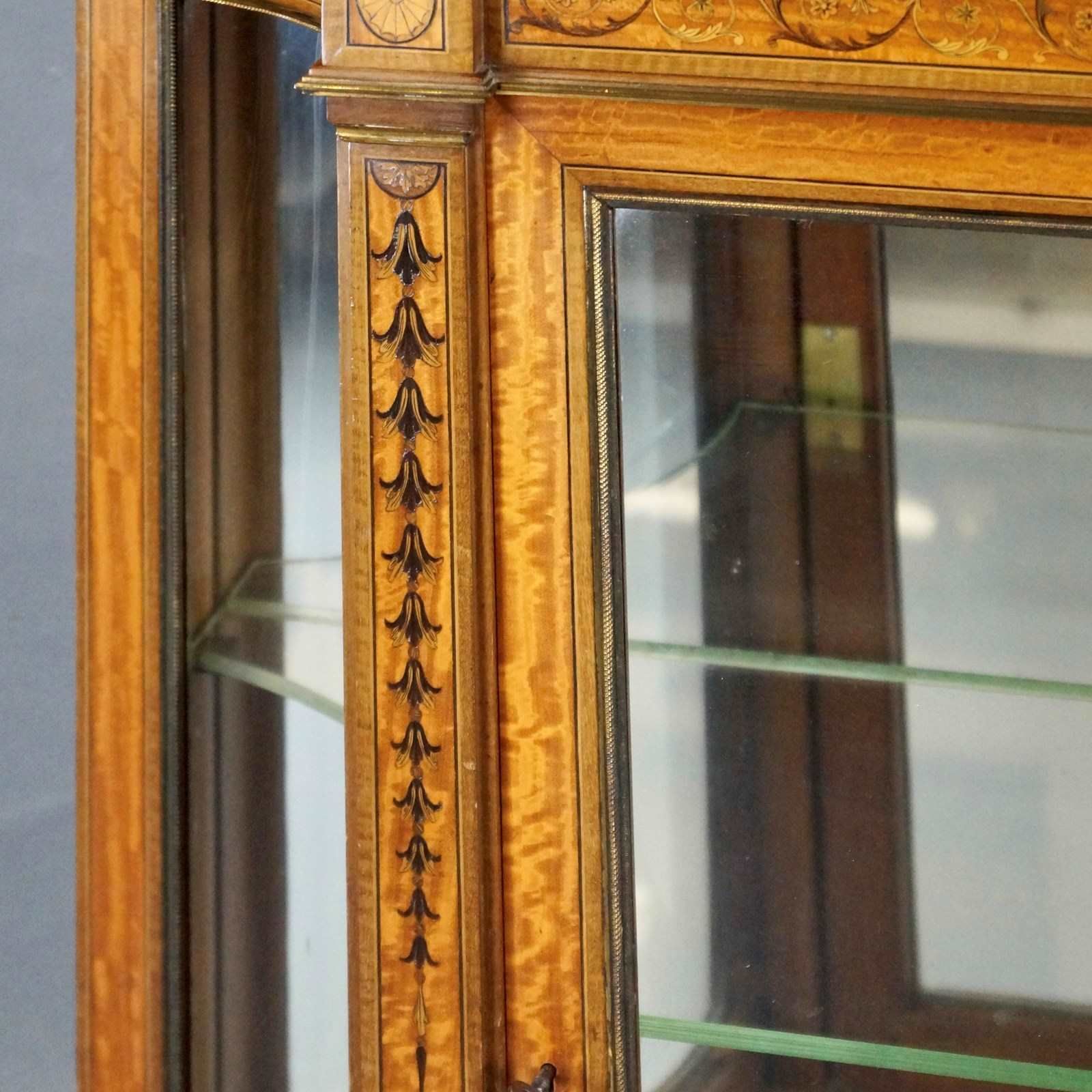 A Superb Quality Satinwood & Marquetry Display Cabinet photo Furniture