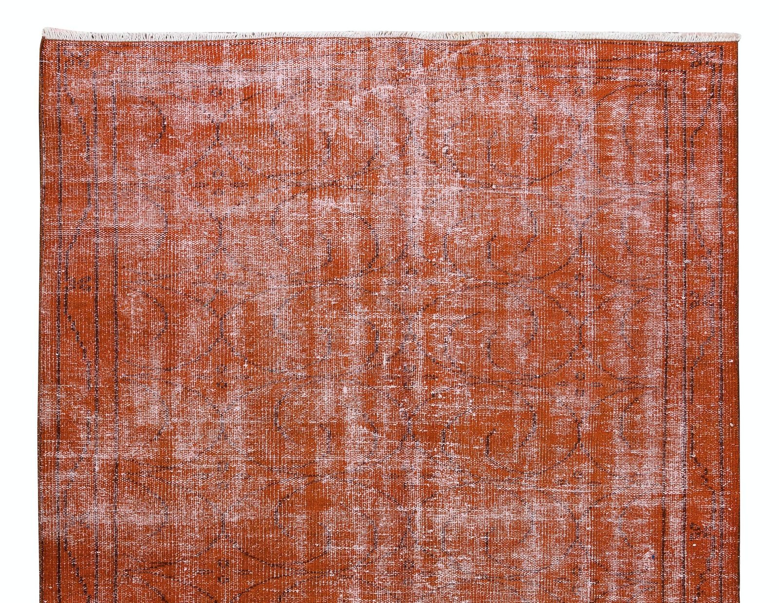 5x8 Ft Hand Knotted Turkish Rug Over Dyed In Orange For Contemporary Interiors photo Textiles