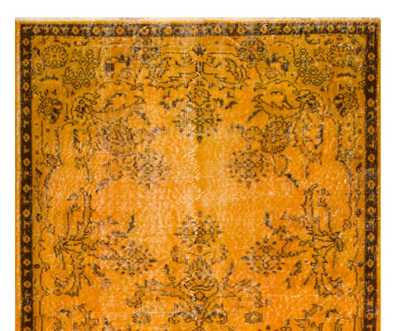 4x6.8 Ft Mid Century Wool Accent Rug Re Dyed In Orange, Handknotted In Turkey photo Textiles
