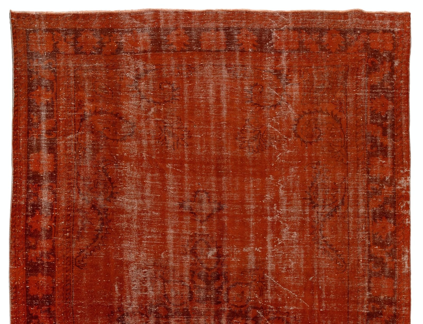 7.6x11.4 Ft Distressed Vintage Area Rug Re Dyed In Orange, Handknotted In Turkey photo Textiles