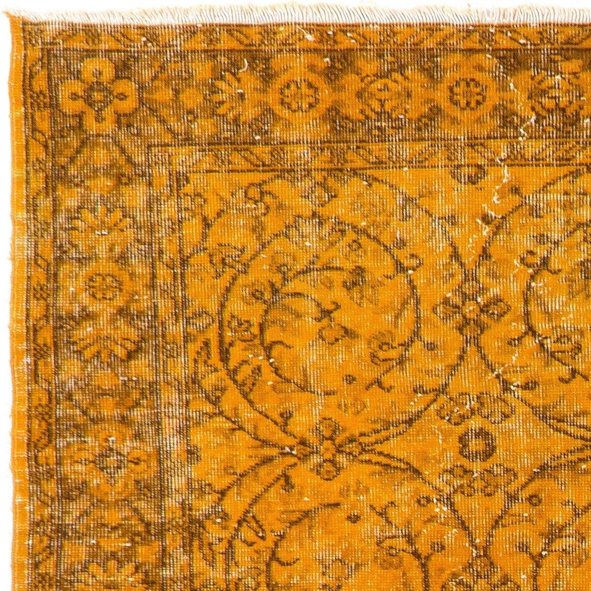4x7 Ft Contemporary Wool Rug Re Dyed In Orange, Handknotted In Turkey photo furniture