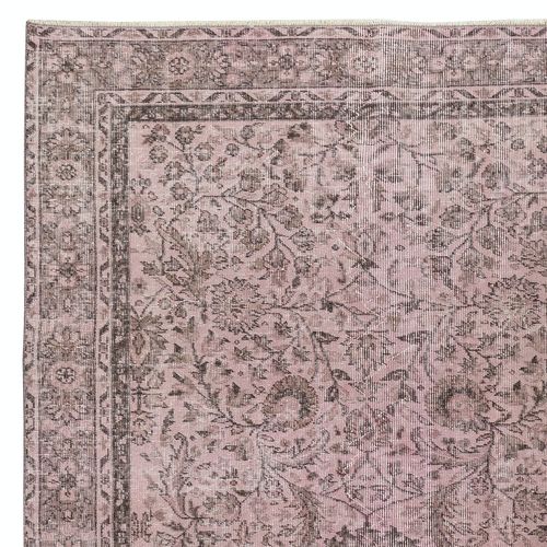 5.5x8.6 Ft Pink Color Hand Knotted Floral Patterned Turkish Rug For Living Room photo Textiles