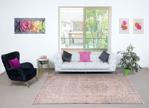 6x10 Ft Modern Area Rug In Light Pink, Handwoven And Handknotted In Turkey photo furniture