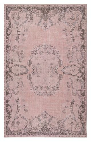 6.2x10 Ft Contemporary Hand Knotted Area Rug. Pink Color Turkish Floor Covering