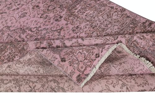 5.5x8.4 Ft Modern Wool Area Rug. Handmade In Turkey. Pink Color Living Room Rug photo for sale