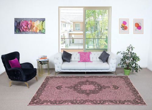 6.5x10 Ft Pink Color Handmade Wool Area Rug From Turkey. Great 4 Modern Interior photo furniture