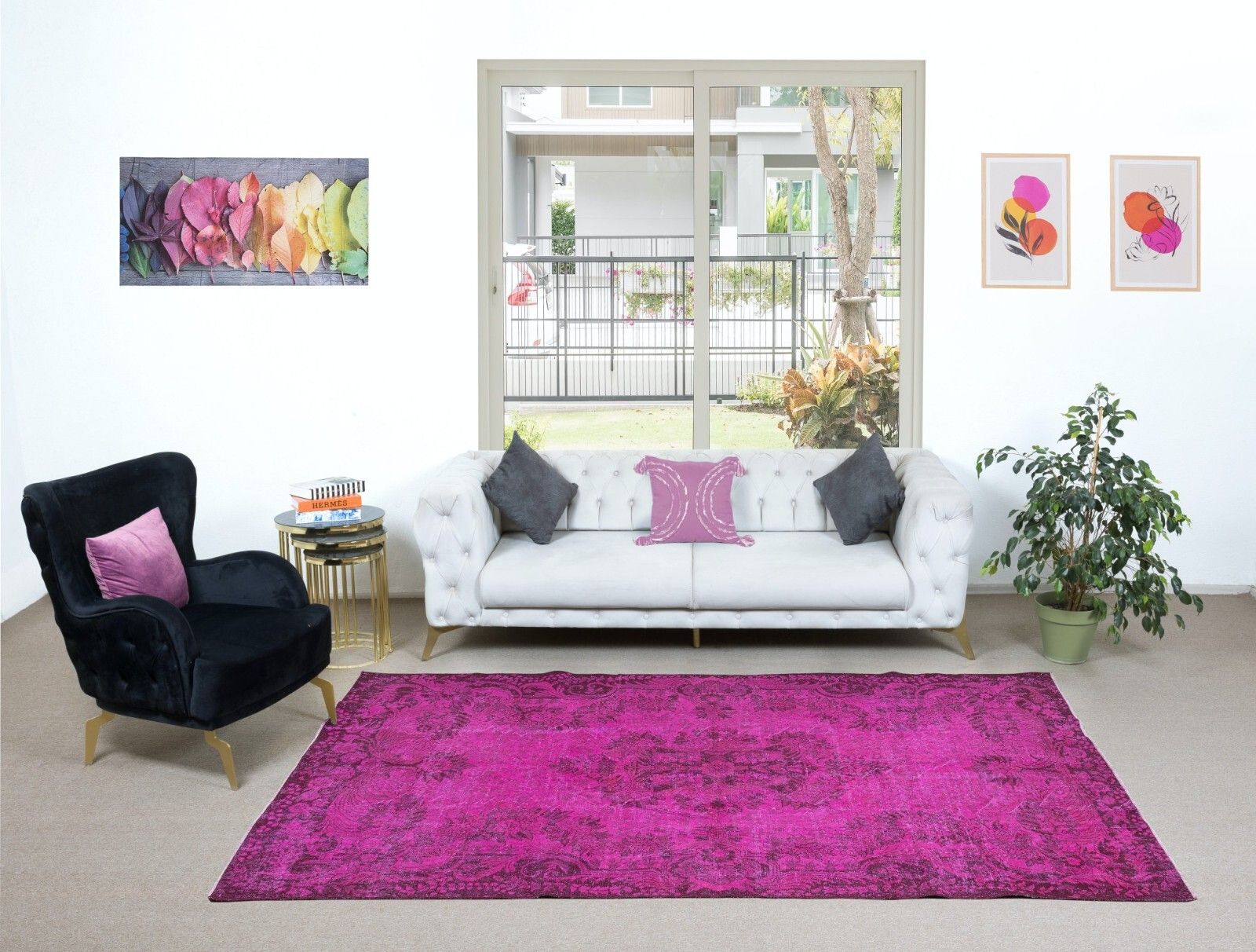 5.8x9.6 Ft Pink Area Rug For Modern Interiors, Handmade In Turkey photo furniture