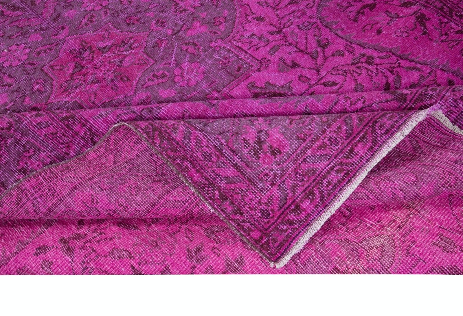 6.4x9.8 Ft Pink Handmade Contemporary Rug, Turkish Wool Carpet, Living Room Rug photo for sale