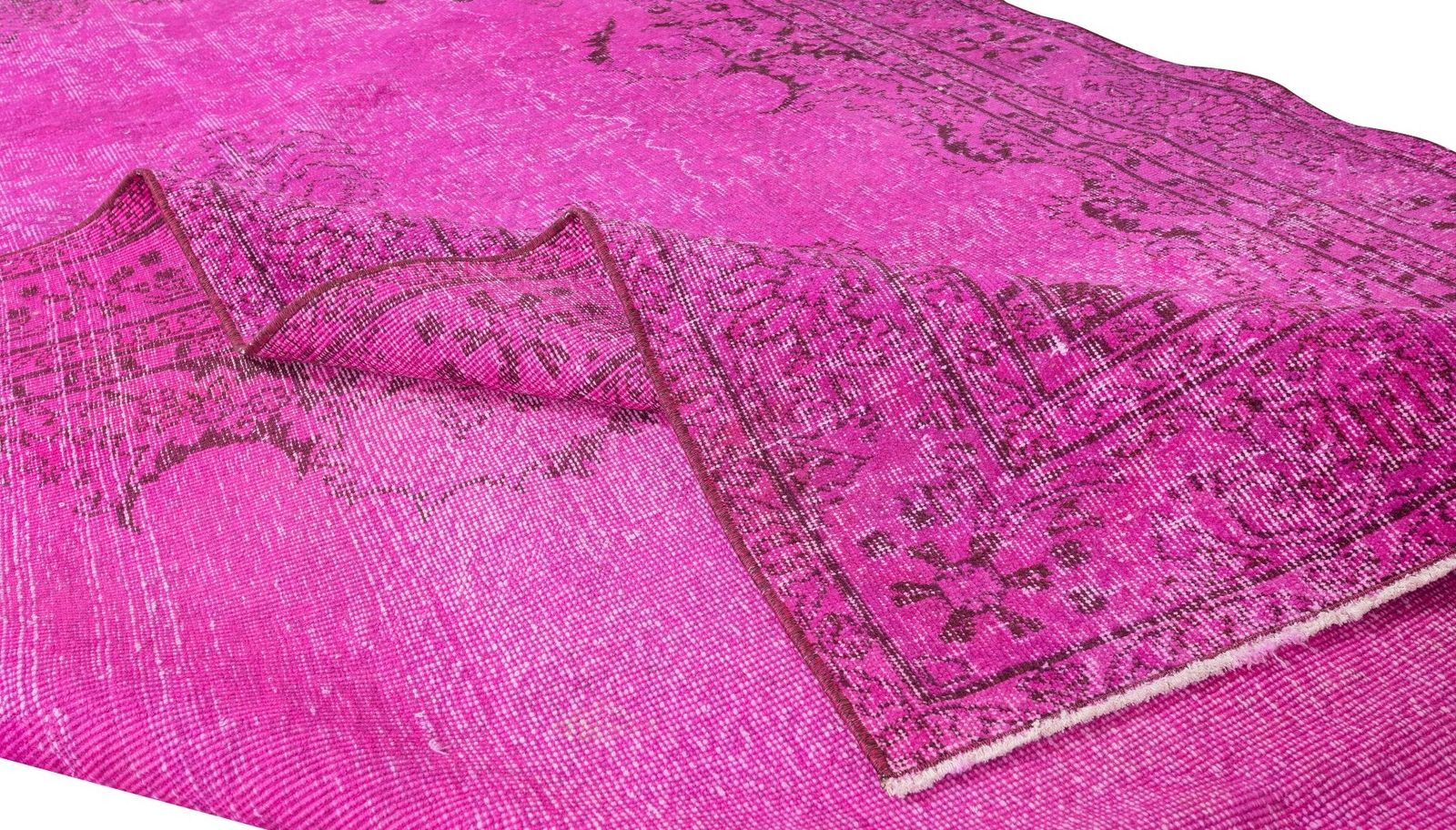6.4x10.2 Ft Anatolian Handmade Rug Over Dyed In Fuchsia Pink 4 Modern Interiors photo for sale