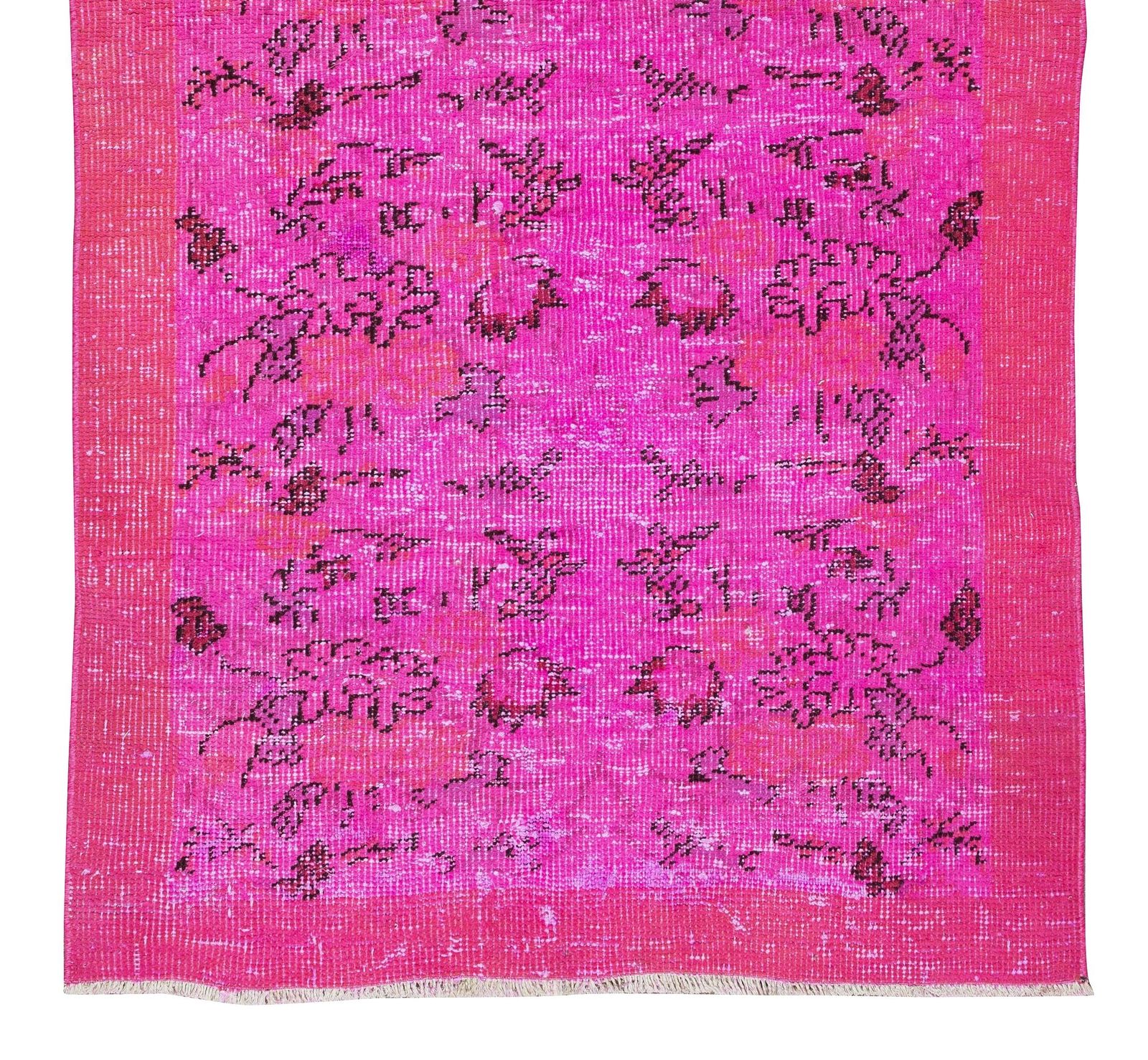 3.5x6.5 Ft Floral Vintage Accent Rug Re Dyed In Pink, Turkish Handmade Small Rug photo 230.0