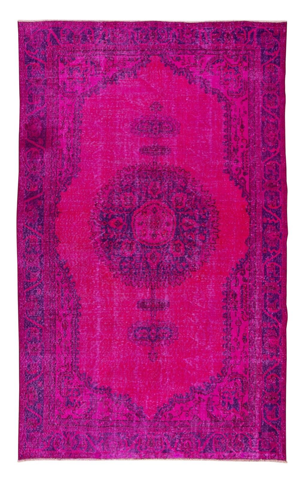 6.5x10.5 Ft Modern Handmade Turkish Area Rug In Fuchsia Pink, Living Room Carpet photo furniture