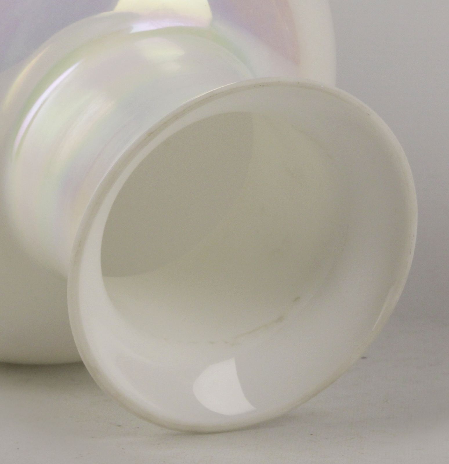 20th Century Bohemian/Boho Italian Glazed Iridescent Opaline Glass Bulbous Vase photo vintage