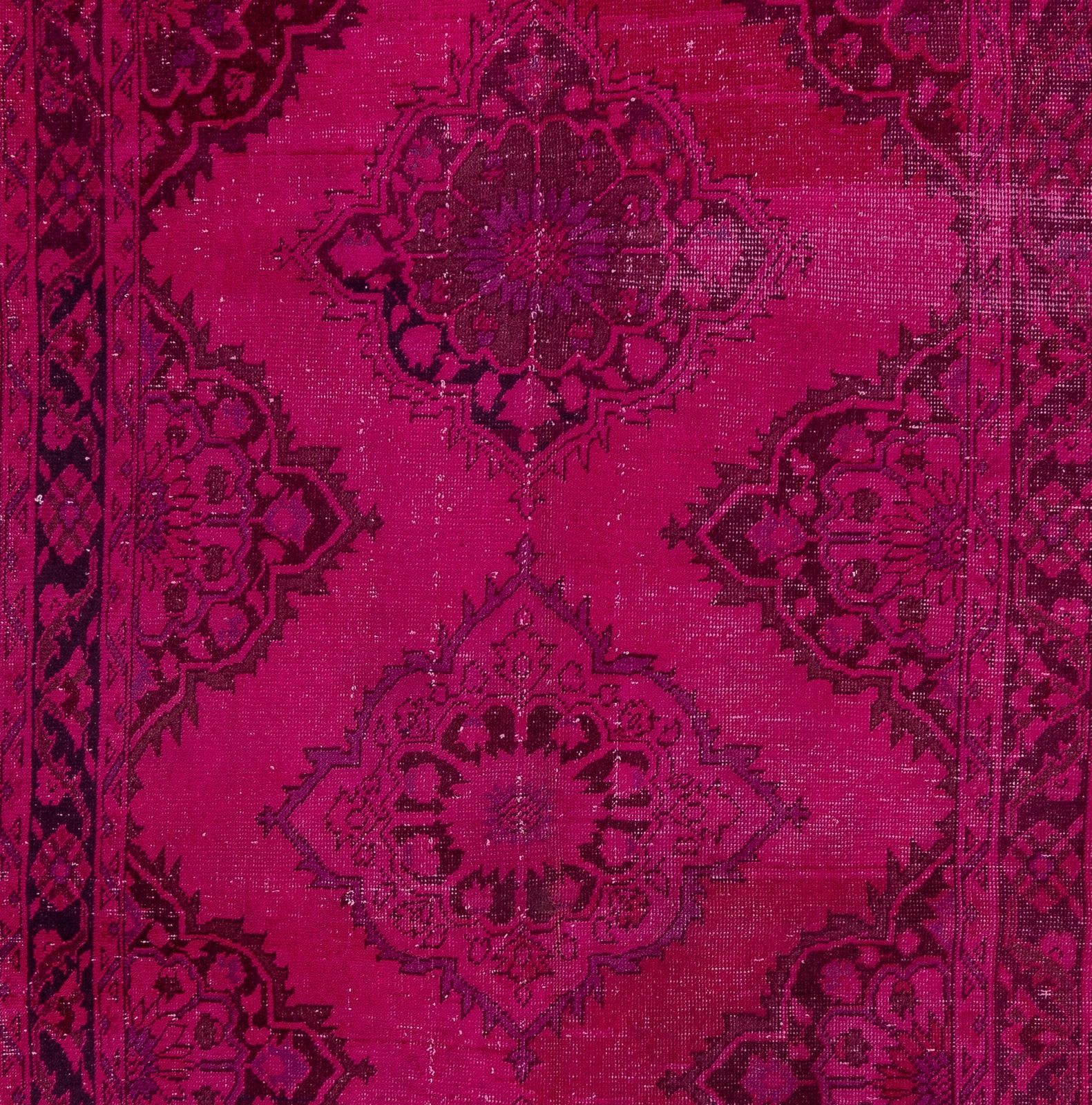 4.8x12.3 Ft Modern Handmade Vintage Floral Turkish Runner Rug Over Dyed In Pink photo Textiles