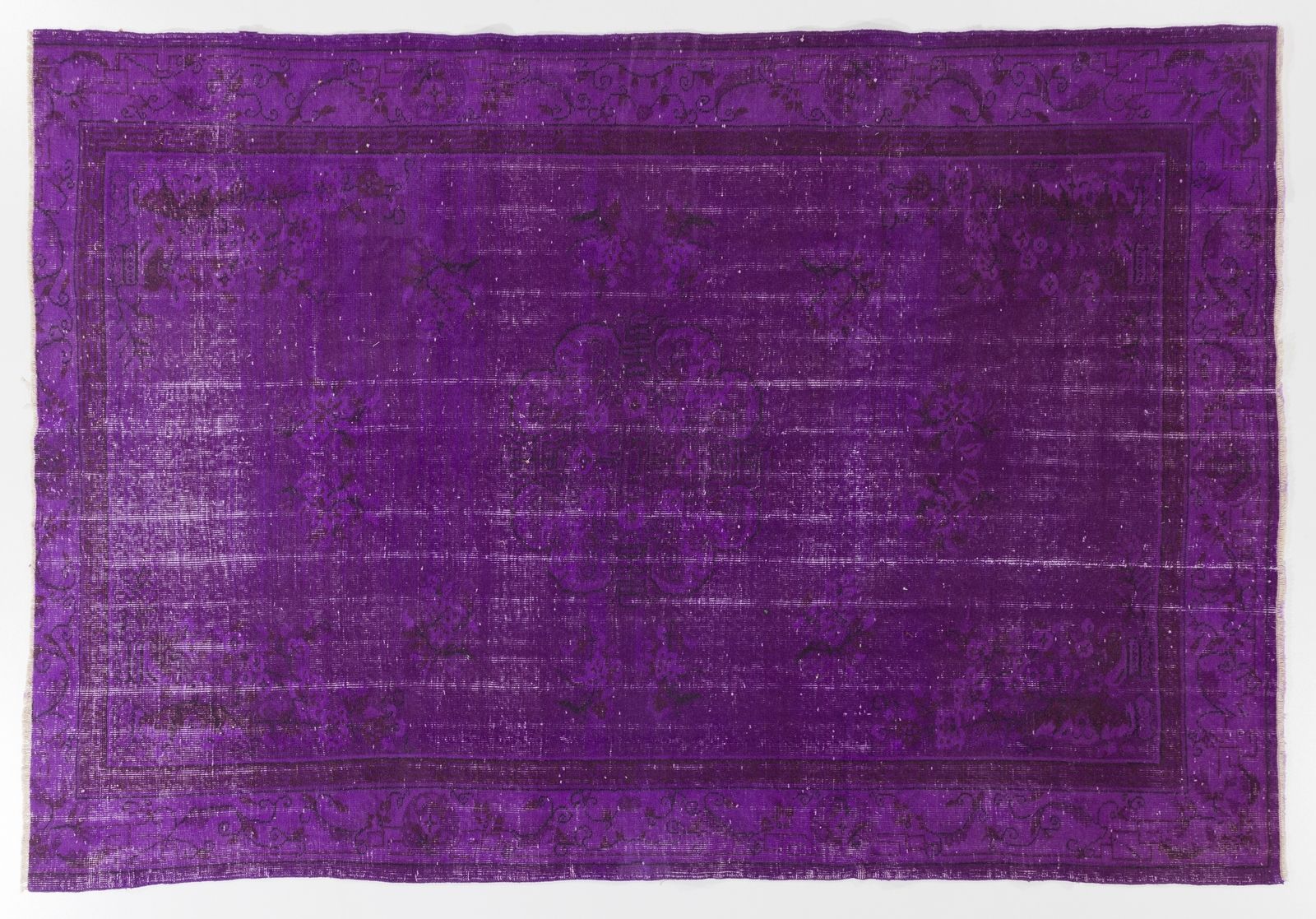 6.2x9.4 Ft Midcentury Area Rug Over Dyed In Purple Color, Hand Knotted In Turkey photo Textiles