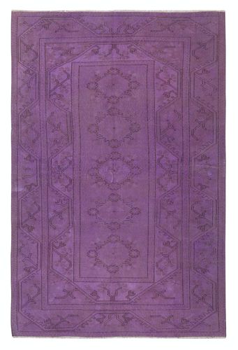 5.3x8.2 Ft Purple Color Handmade Wool Anti Bacterial Turkish Milas Rug