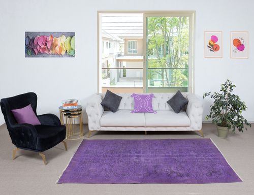 5x8.3 Ft Purple Color Handmade Wool Rug From Turkey, Great 4 Modern Interiors photo furniture