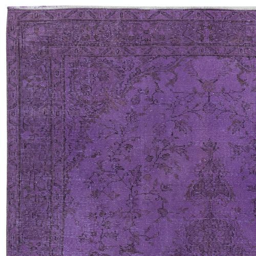 5.7x8.6 Ft Purple Hand Made Area Rug. Modern Turkish Floor Covering photo Textiles