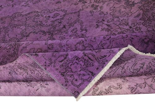 7x9.4 Ft Modern Handmade Floor Rug In Purple Color, Handmade Turkish Carpet photo for sale