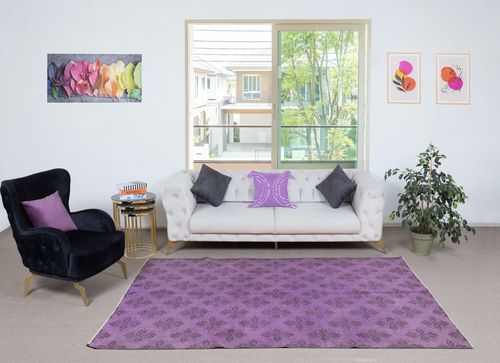 5.3x8.6 Ft Modern Floral Patterned Handmade Turkish Wool Area Rug photo furniture