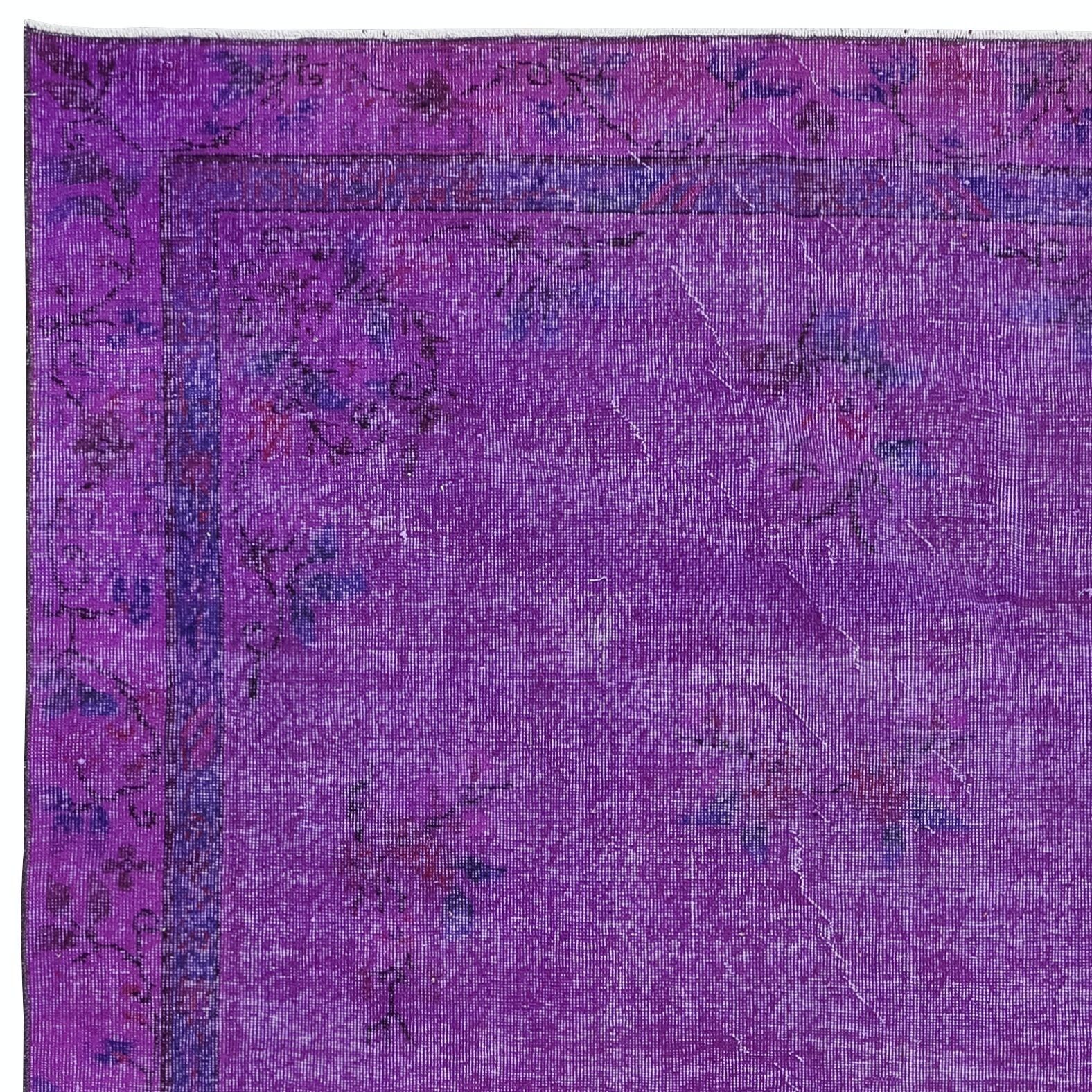 6.4x10.6 Ft Contemporary Wool Area Rug In Purple, Hand Knotted In Turkey photo Textiles