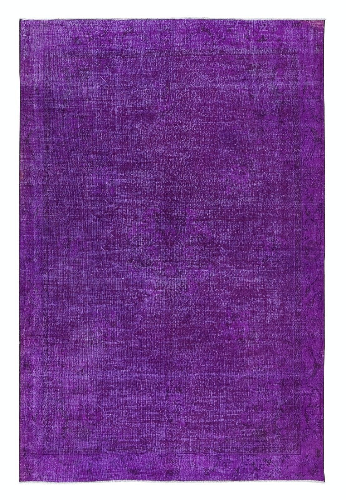 7.3x11 Ft Plain Purple Unique Handknotted Large Rug. Modern Turkish Bohem Carpet