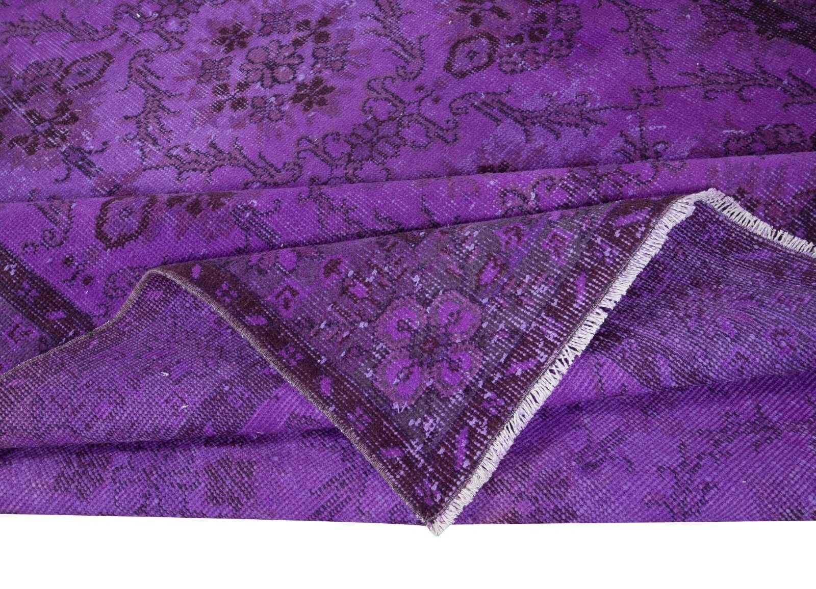6.2x10 Ft Purple Contemporary Area Rug With Floral Design, Handknotted In Turkey photo for sale