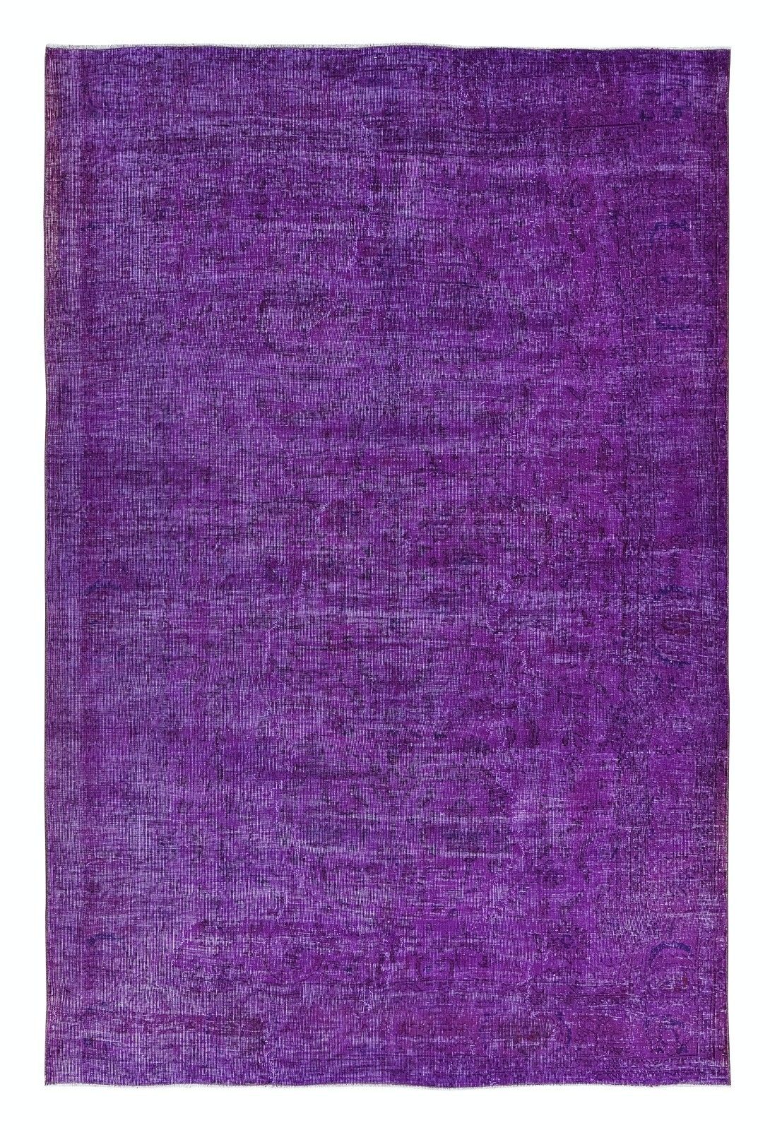 7x10.2 Ft Unique Handknotted Modern Large Rug In Purple. Turkish Bohem Carpet