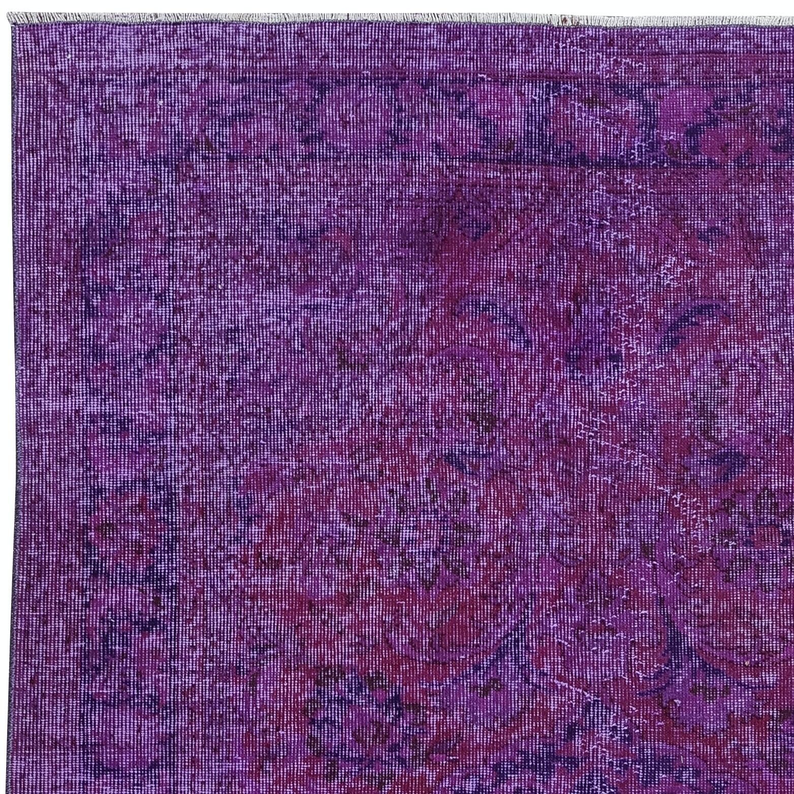 4.8x8 Ft Turkish Floor Rug In Jam Purple & Violet, Handmade Carpet For Kitchen photo Textiles