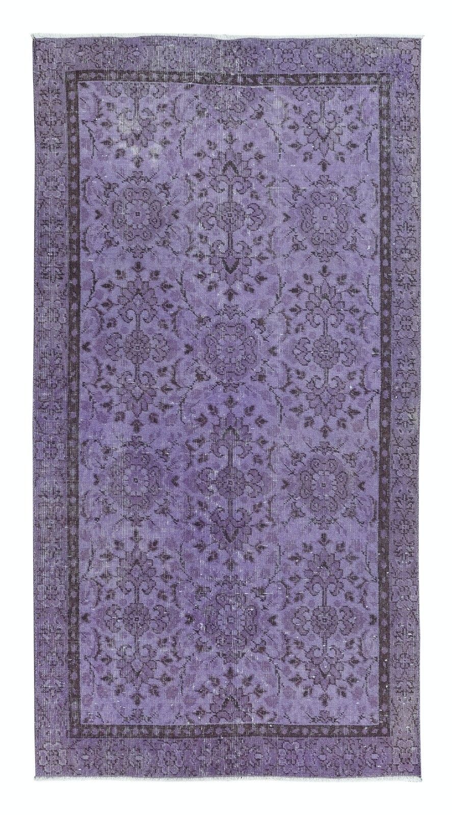3.5x6.6 Ft Turkish Royal Purple Rug, Modern Handmade Upcycled Small Carpet