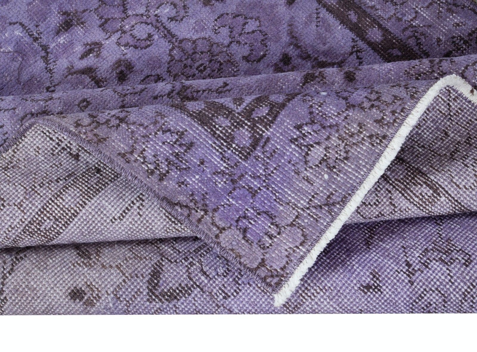 3.5x6.6 Ft Turkish Royal Purple Rug, Modern Handmade Upcycled Small Carpet photo for sale