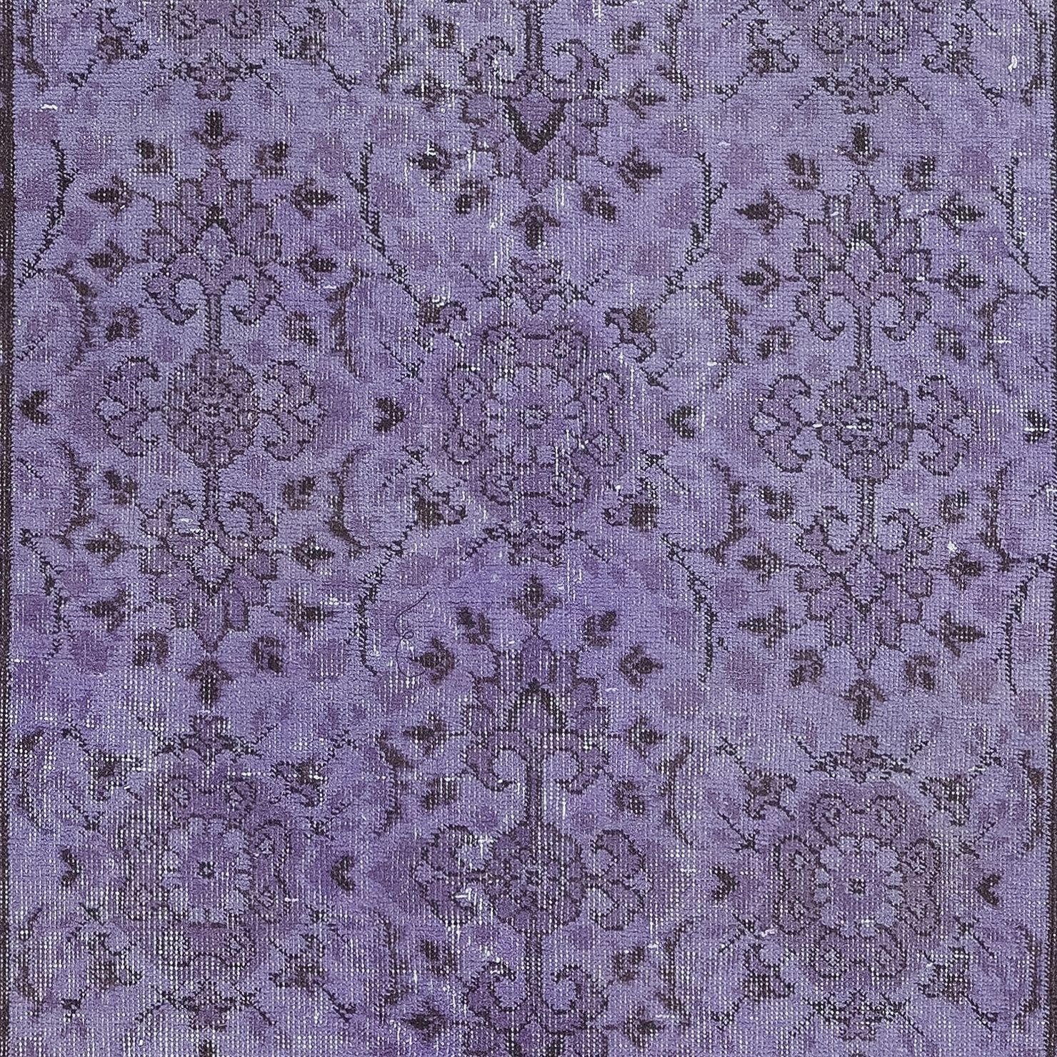3.5x6.6 Ft Turkish Royal Purple Rug, Modern Handmade Upcycled Small Carpet photo 314.0