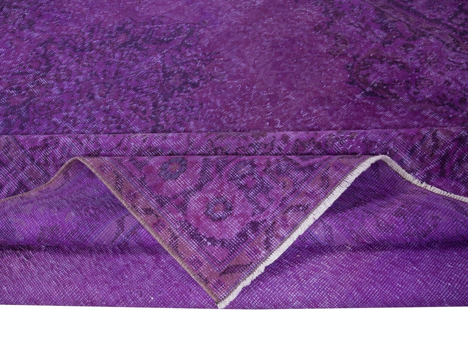 7x10 Ft Handmade Turkish Purple Area Rug, Ideal For Modern Interiors photo for sale