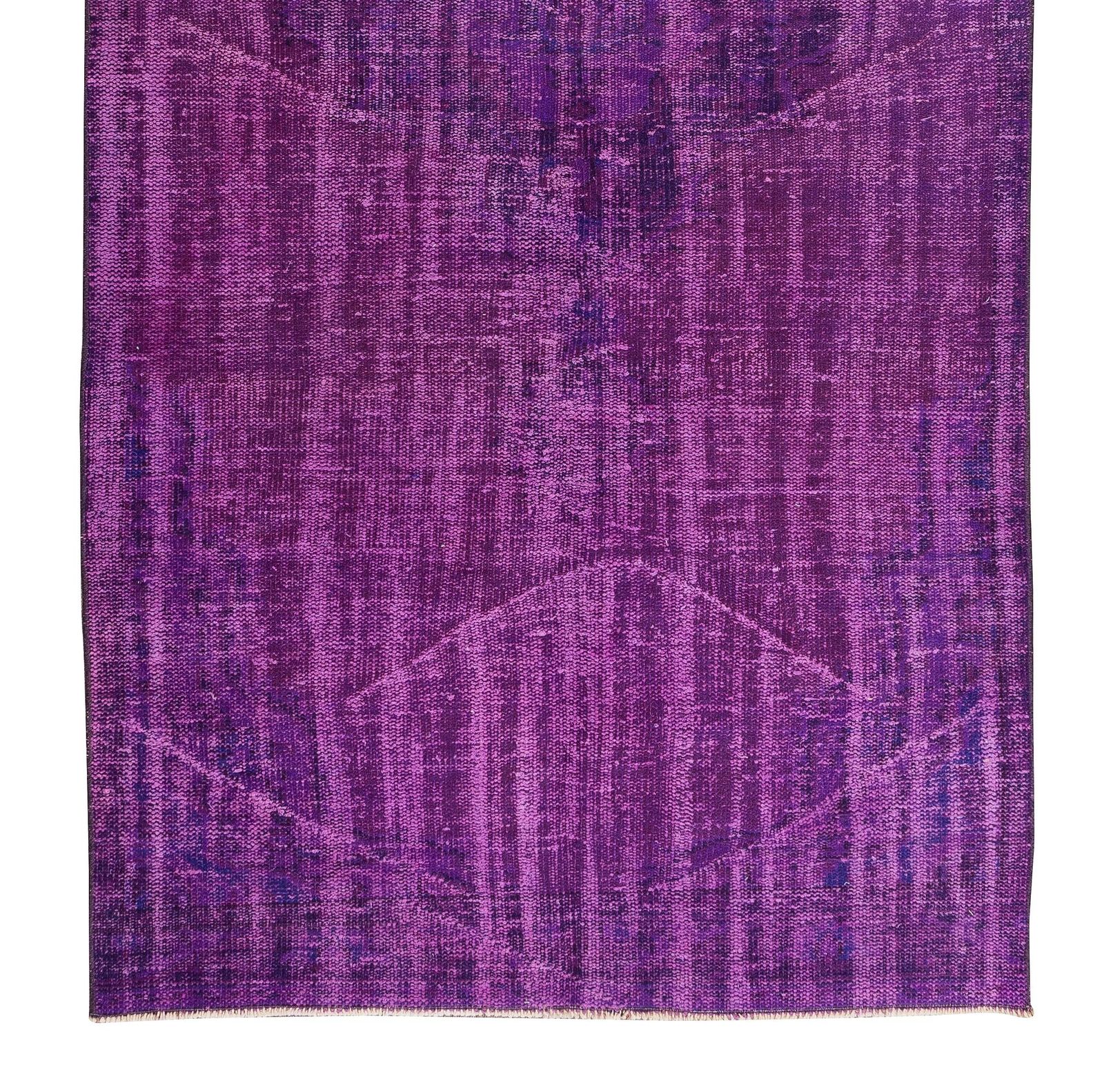 4.3x9 Ft Mid 20th Century Turkish Rug Over Dyed In Purple For Modern Interiors photo 261.0