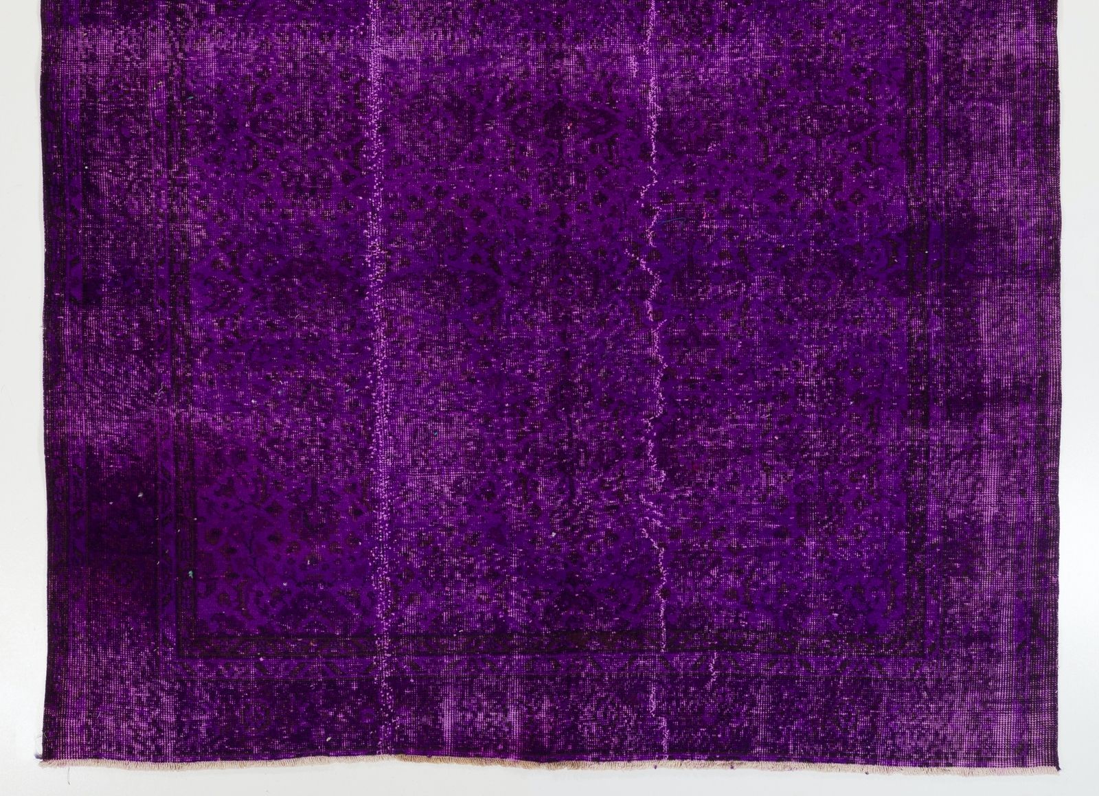 6.5x9.6 Ft Midcentury Area Rug Over Dyed In Purple Color, Hand Knotted In Turkey photo for sale