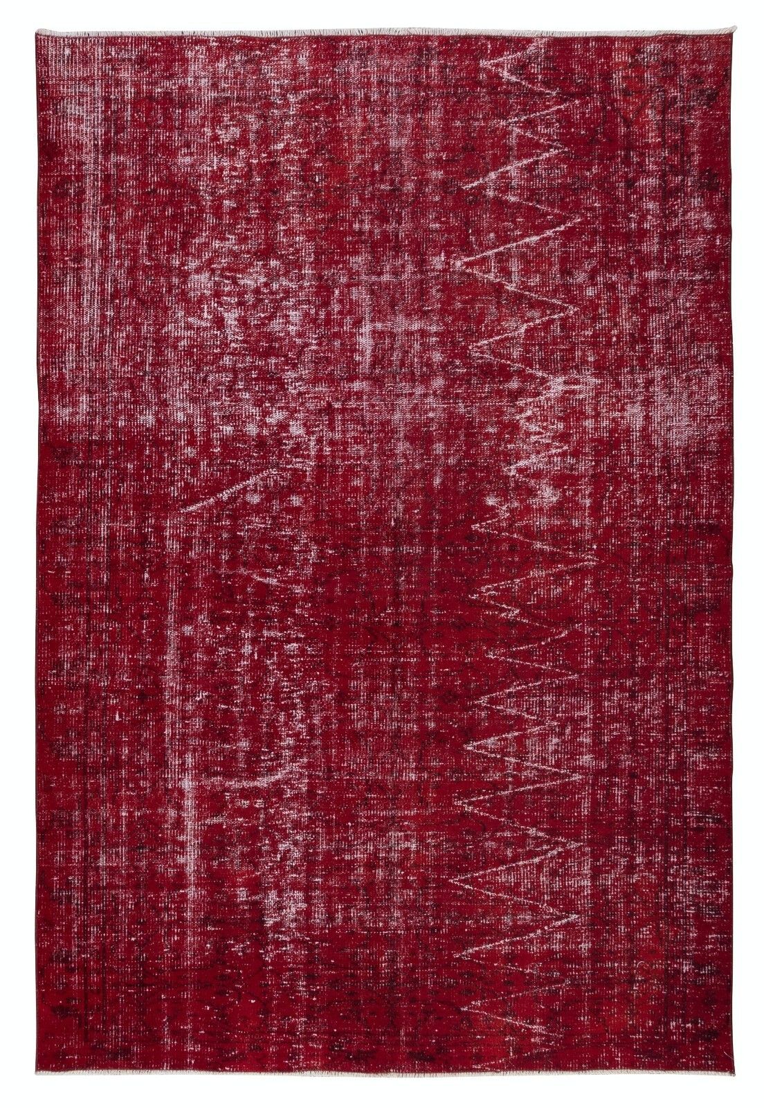 6x9 Ft Modern & Contemporary Rug In Dark Red, Handmade Turkish Wool Carpet
