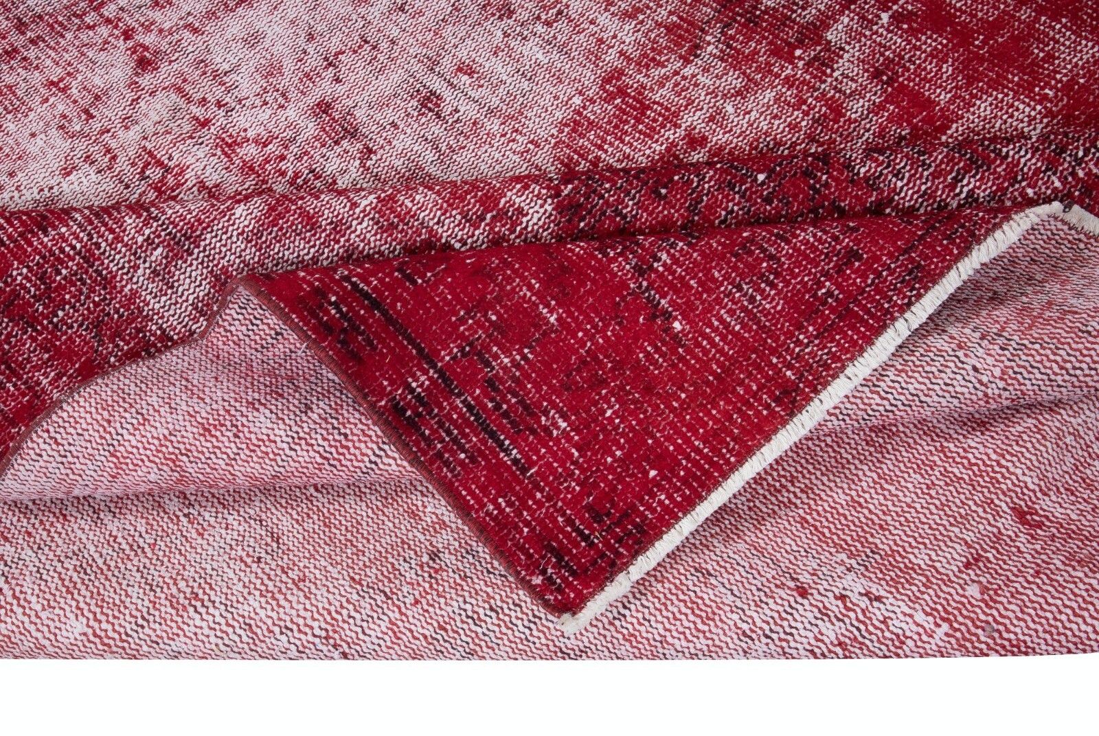 5.8x9 Ft Distressed Turkish Handmade Area Rug In Red, Ideal For Modern Interiors photo for sale