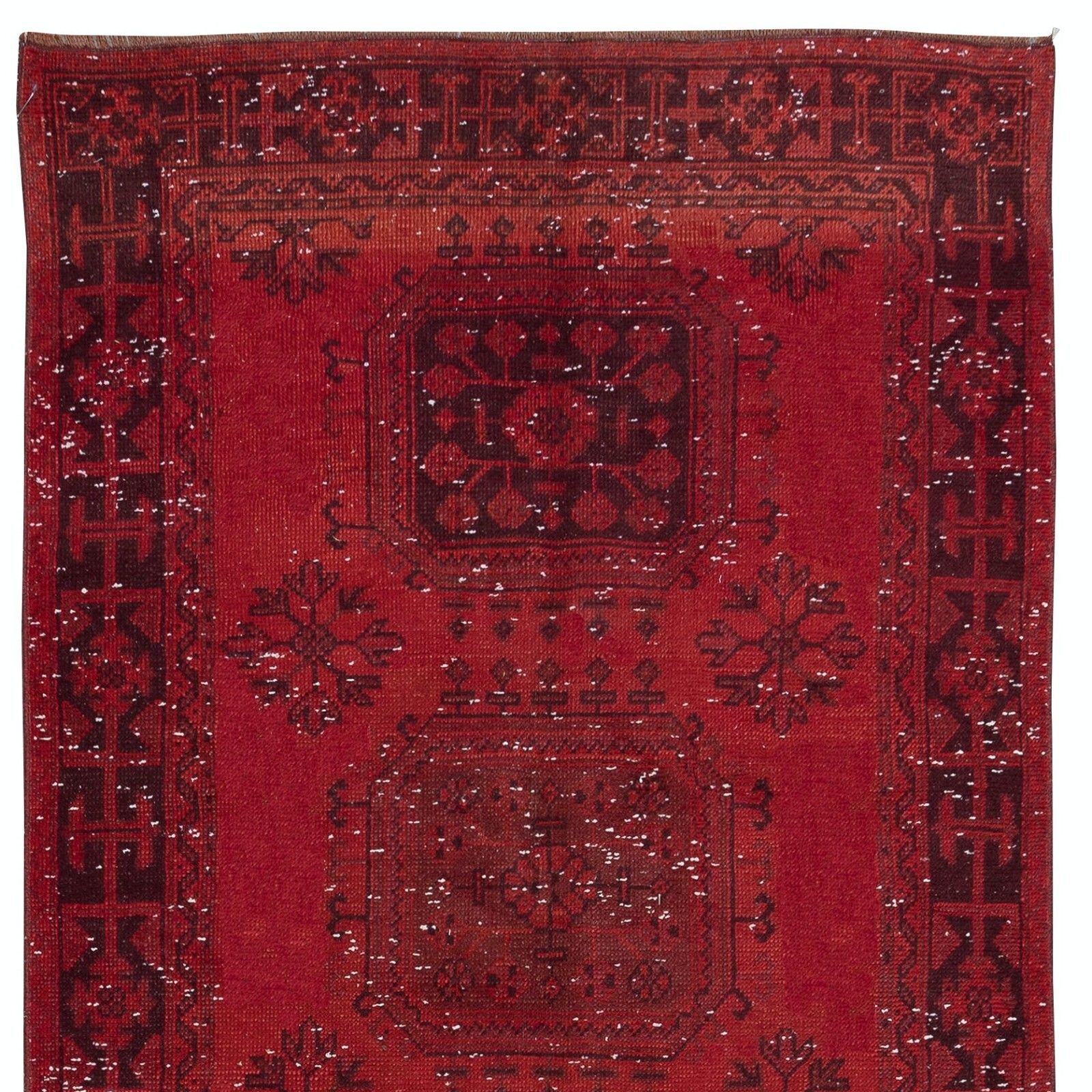 4x11.2 Ft Hand Knotted Runner Rug. Modern Turkish Hallway Carpet In Dark Red photo Textiles