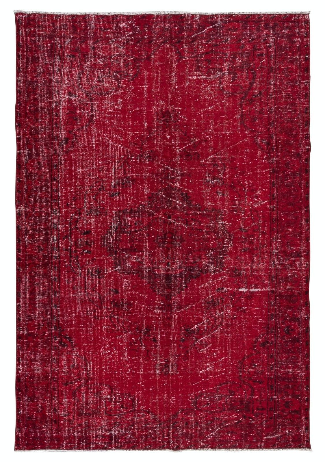 6.2x9.2 Ft Turkish Handmade Area Rug In Dark Red, Great 4 Modern Interiors
