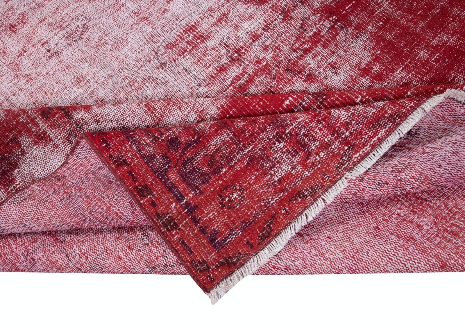 6x10 Ft Shabby Chic Turkish Red Area Rug, Handmade Carpet, Woolen Floor Covering photo for sale