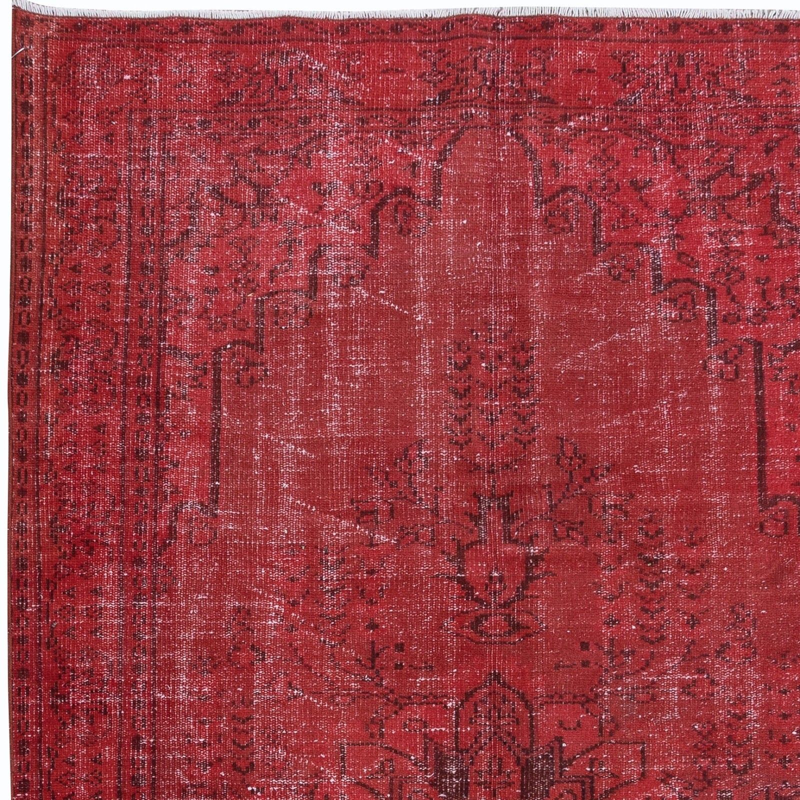 5x8.3 Ft Red Handmade Room Size Rug, Wool And Cotton Carpet From Turkey photo Textiles