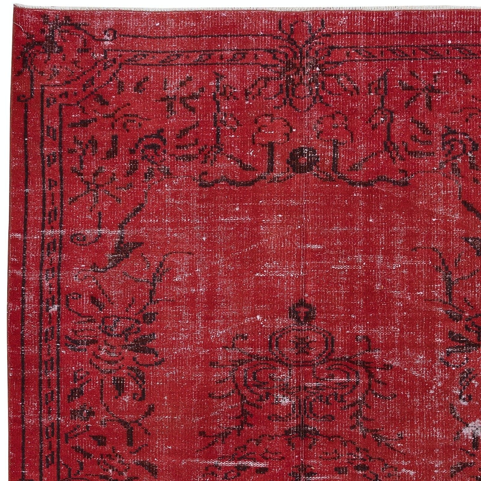 5x8 Ft Contemporary Wool Area Rug In Burgundy Red, Hand Knotted In Turkey photo Textiles