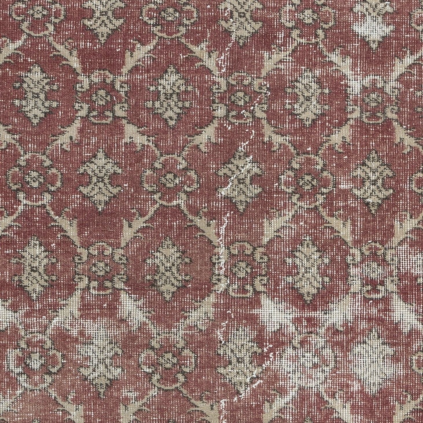 3.3x6.6 Ft Small Handmade Turkish Rug In Barn Red & Beige, Rustic Kitchen Rug photo 187.0
