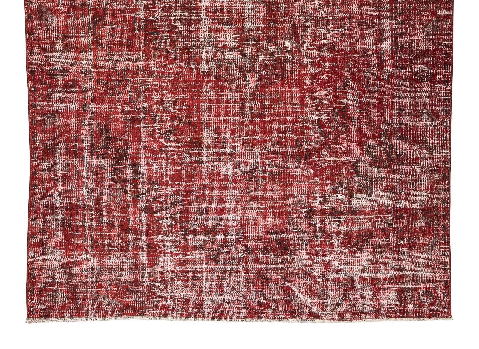 5.9x8.6 Ft Distressed Handmade Turkish Vintage Rug Over Dyed In Burgundy Red photo 432.0