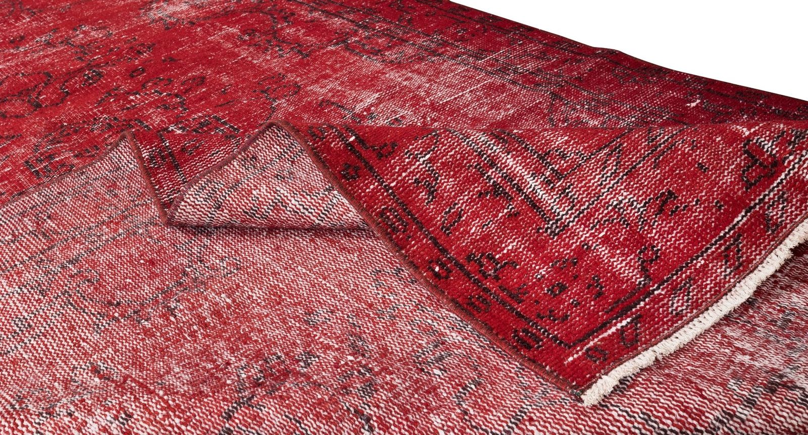 4.9x8.6 Ft Handmade 1960s Turkish Rug Re Dyed In Red, Ideal For Modern Interiors photo for sale