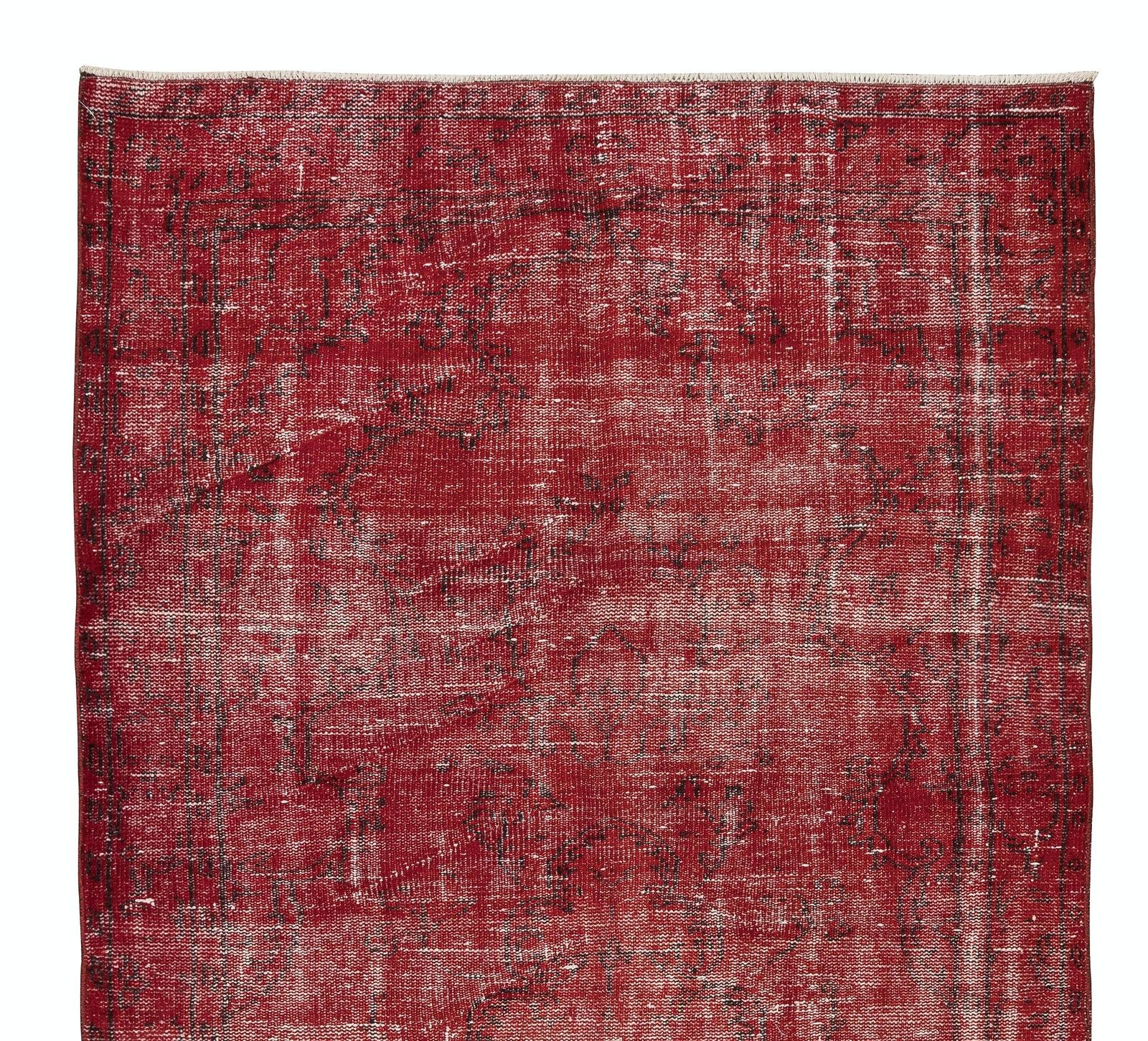 4.9x8.6 Ft Handmade 1960s Turkish Rug Re Dyed In Red, Ideal For Modern Interiors photo Textiles