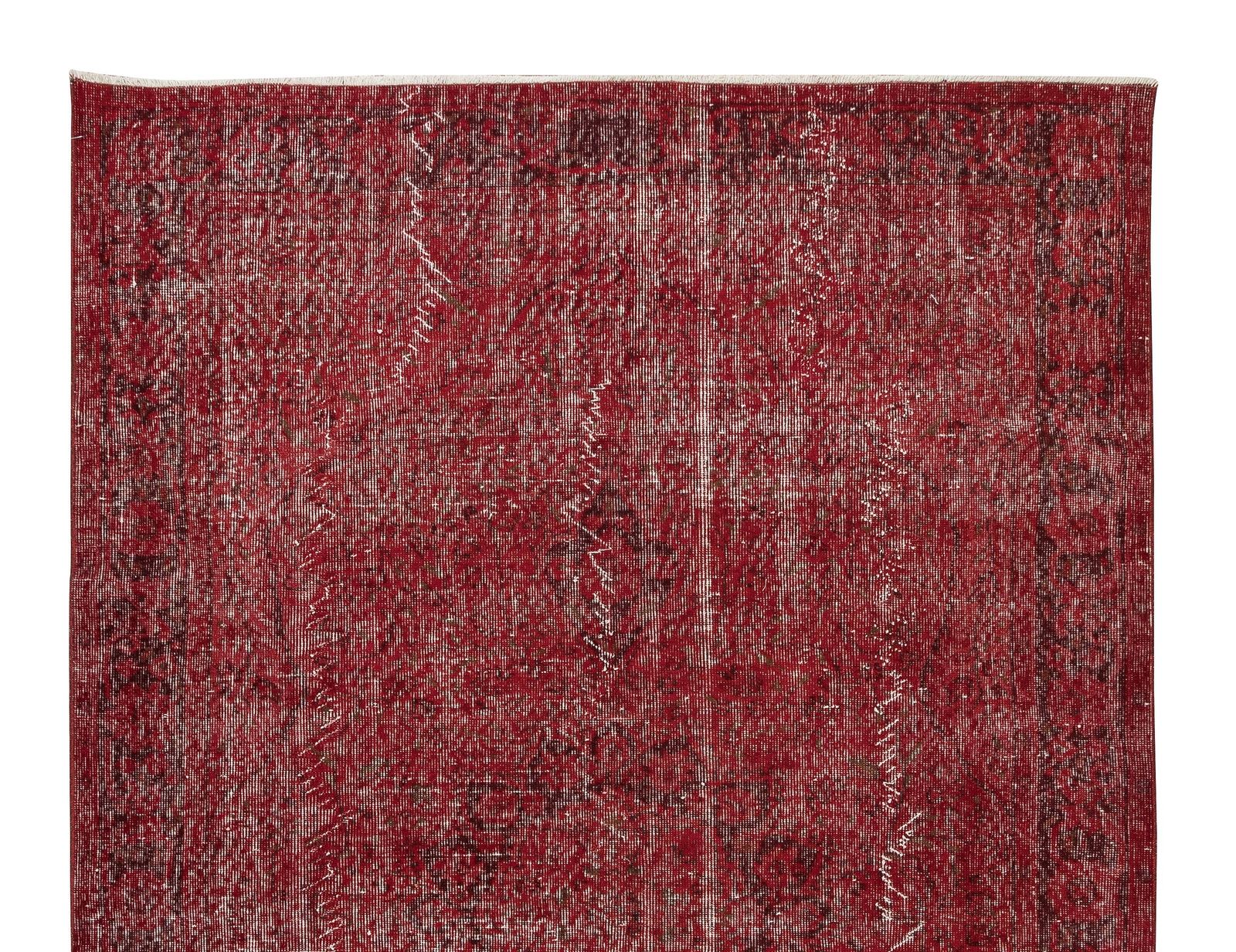 5.8x9 Ft Turkish Vintage Rug Overdyed In Burgundy Red, Great 4 Modern Interiors photo Textiles