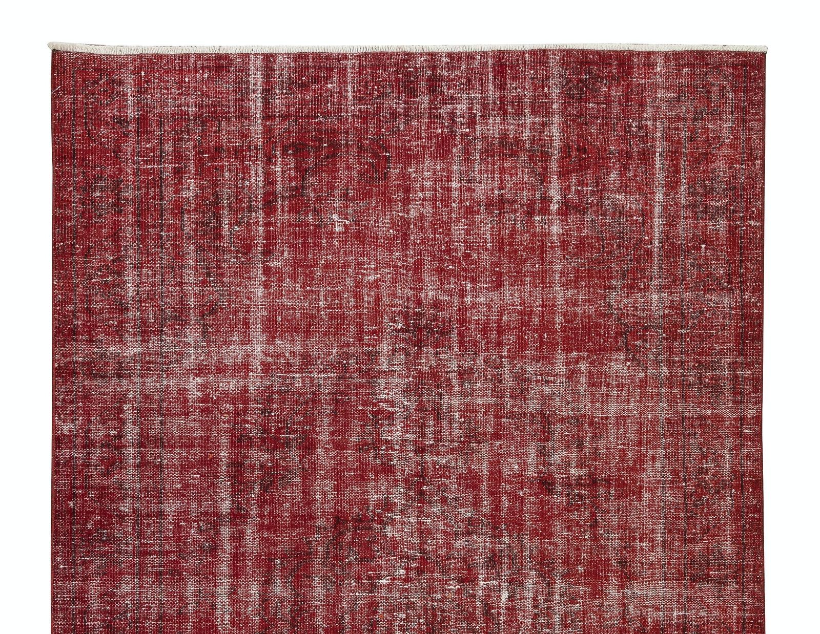 5.7x9 Ft Vintage Handmade Turkish Rug Over Dyed In Red, Great For Office & Home photo Textiles