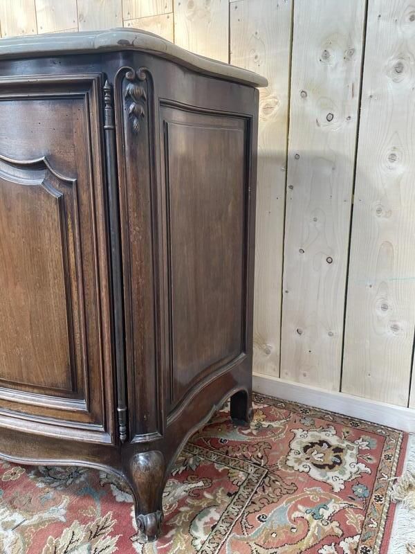 Enfilade En Noyer De Style Louis XV En Noyer Et Marbre photo vinterior
